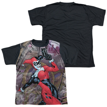 Harley Quinn Roller Coaster Of Love youth black back t-shirt for ages 8 to 12