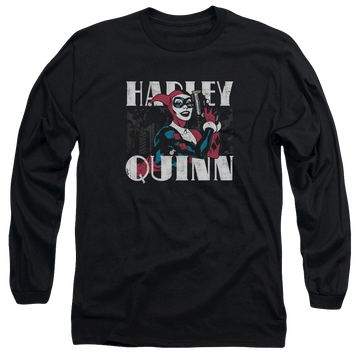 Black men's long sleeve t-shirt with Harley Quinn Batman Harley Bold graphic