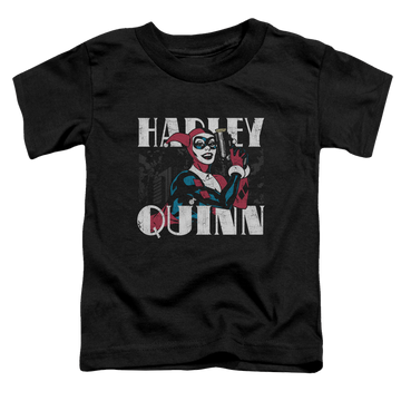 Black toddler t-shirt with Harley Quinn Harley Bold graphic