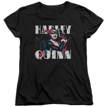 Black women's t-shirt with Harley Quinn Batman Harley Bold graphic