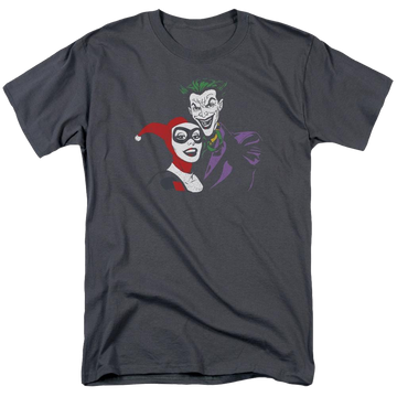 Charcoal men's regular fit t-shirt with Harley Quinn Batman Joker & Harley graphic