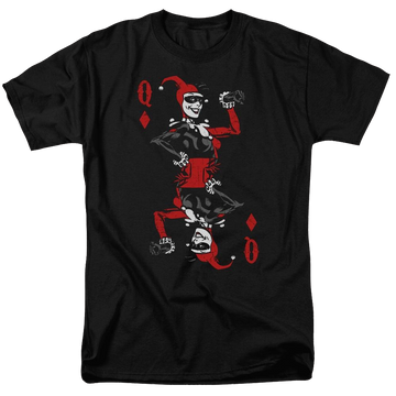Black men's regular fit t-shirt with Harley Quinn Batman Quinn Of Diamonds graphic