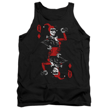 Black men's tank with Harley Quinn Batman Quinn Of Diamonds graphic