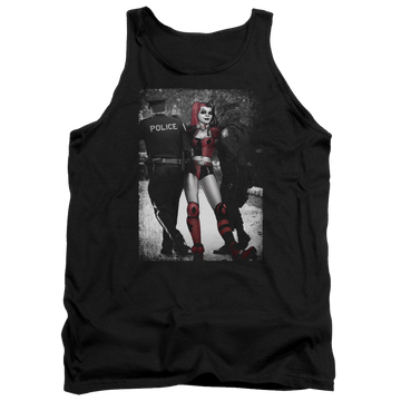 Black men's tank with Harley Quinn Batman Arrest graphic