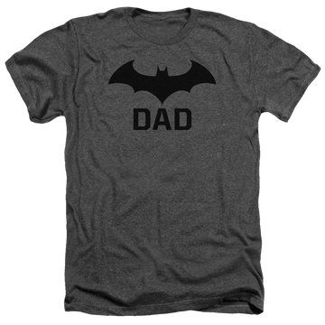 Charcoal men's heather t-shirt with Batman Hush Dad graphic