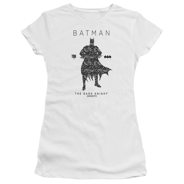 White juniors t-shirt with Batman Paislety Silhouette graphic
