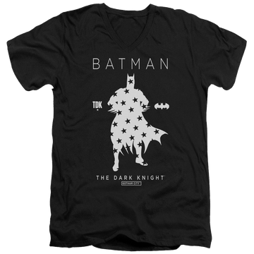 Black men's v-neck t-shirt with Batman Star Silhouette graphic
