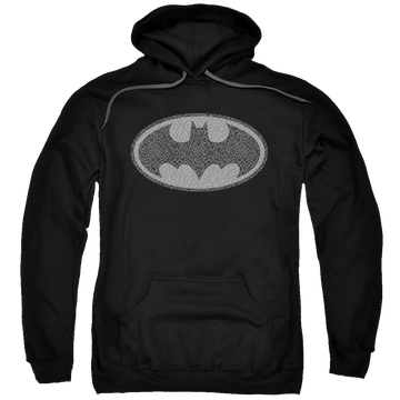 Black pullover hoodie with Batman Elephant Signal graphic