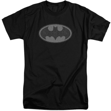Black men's tall fit t-shirt with Batman Elephant Signal graphic