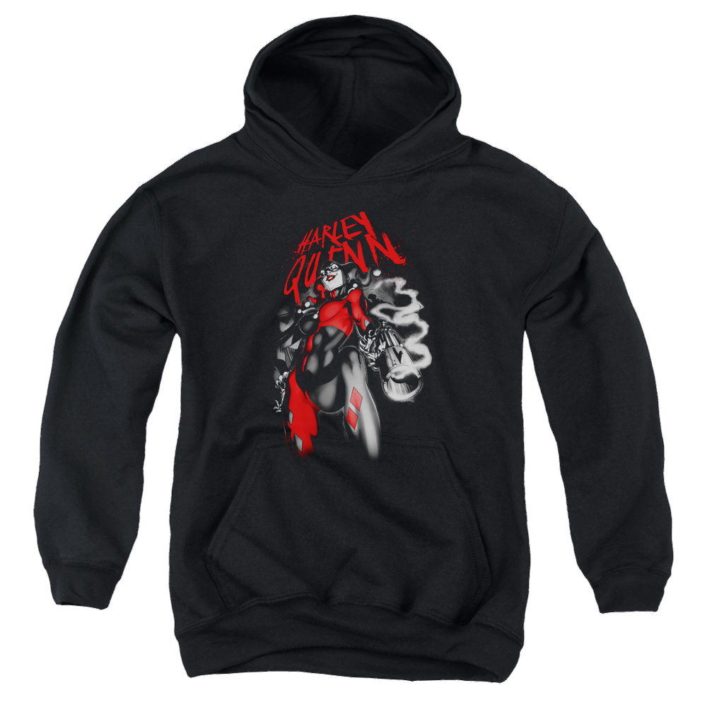 Harley Quinn Down The Barrel - Youth Hoodie Youth Hoodie (Ages 8-12) Harley Quinn   