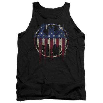Black men's tank with Batman Bleeding Signal graphic