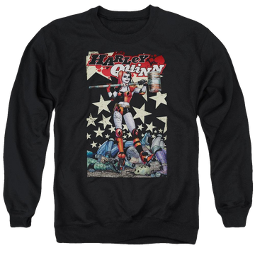 Black men's crewneck sweatshirt with Harley Quinn Batman Quinn One graphic