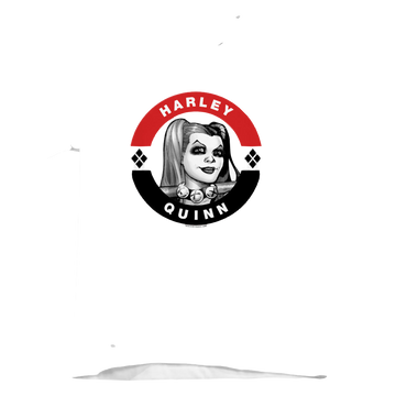 White kid's t-shirt for ages 4 to 7 with Harley Quinn Harley President Circle graphic