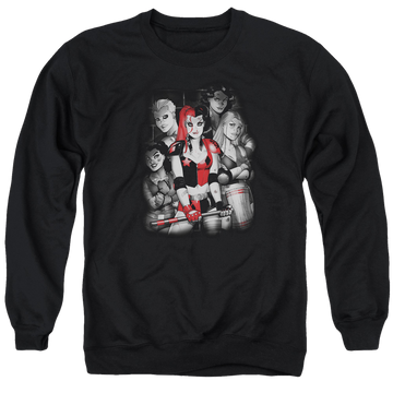 Batman Bad Gals Bw - Men's Crewneck Sweatshirt Men's Crewneck Sweatshirt Harley Quinn   