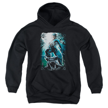 Black youth hoodie for ages 8 to 12 with Nightwing Night Light graphic