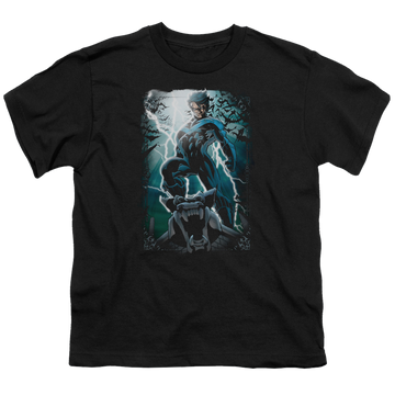 Black youth t-shirt for ages 8 to 12 with Nightwing Night Light graphic