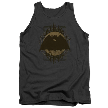 Charcoal men's tank with Batman Crest graphic