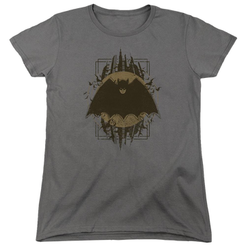 Charcoal women's t-shirt with Batman Crest graphic