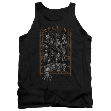 Black men's tank with Batman Arkhams Gate graphic