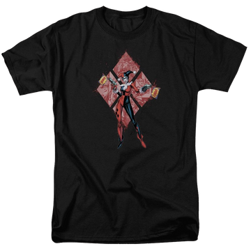 Black men's regular fit t-shirt with Batman Harley Quinn (diamonds) graphic