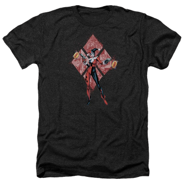 Charcoal men's heather t-shirt with Batman Harley Quinn (diamonds) graphic