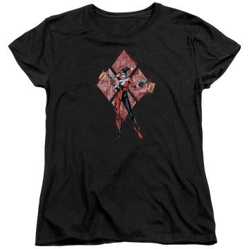 Black women's t-shirt with Batman Harley Quinn (diamonds) graphic
