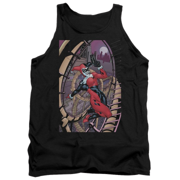 Black men's tank with Harley Quinn Batman Harley First graphic