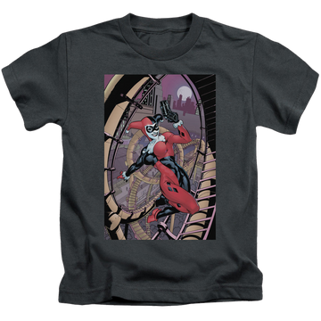 Charcoal kid's t-shirt for ages 4 to 7 with Harley Quinn Harley First graphic