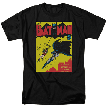 Black men's regular fit t-shirt with Batman First graphic