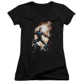 Batman Nightwing Against Owls - Juniors V-Neck T-Shirt Juniors V-Neck T-Shirt Nightwing   