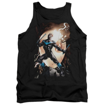 Black men's tank with Batman Nightwing Against Owls graphic