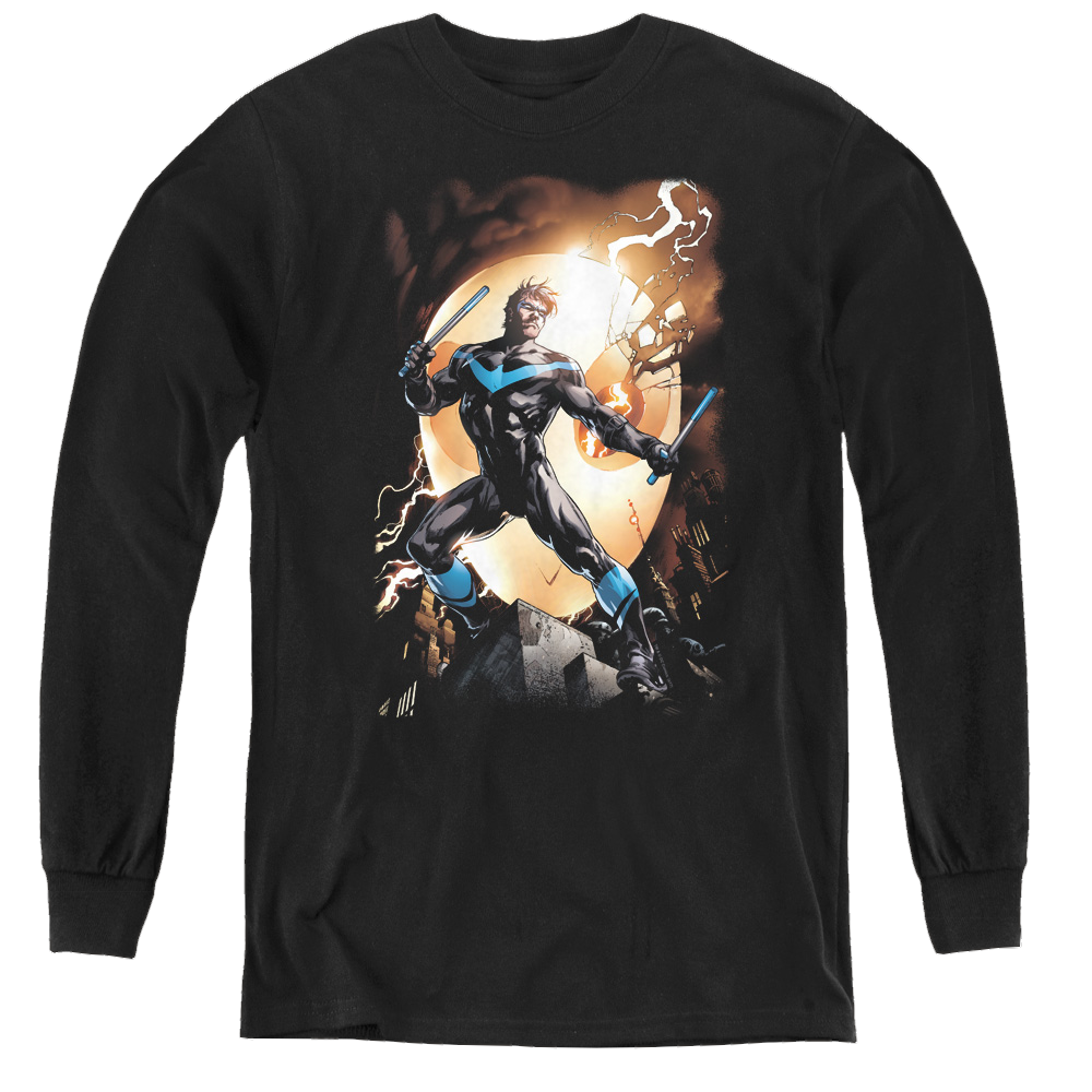 Nightwing Nightwing Against Owls - Youth Long Sleeve T-Shirt Youth Long Sleeve T-Shirt Nightwing   