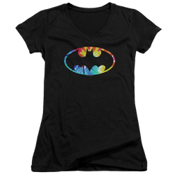Batman Tie Dye Batman Logo - Juniors V-Neck T-Shirt Juniors V-Neck T-Shirt Batman   