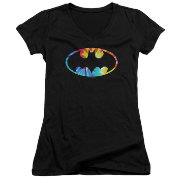 Batman Tie Dye Batman Logo - Juniors V-Neck T-Shirt Juniors V-Neck T-Shirt Batman   