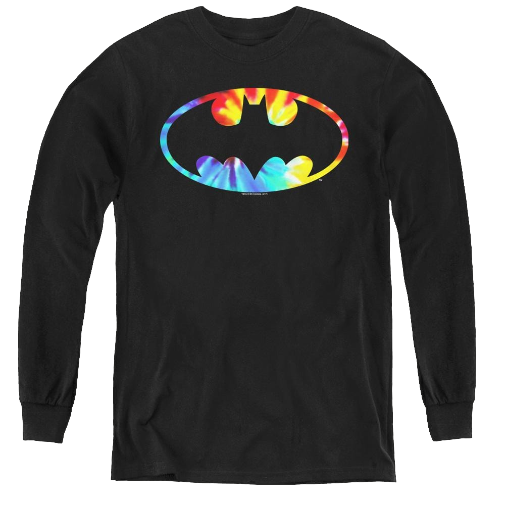 Dc Batman Tie Dye Batman Logo - Youth Long Sleeve T-Shirt Youth Long Sleeve T-Shirt Batman   