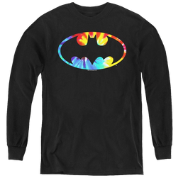 Dc Batman Tie Dye Batman Logo - Youth Long Sleeve T-Shirt Youth Long Sleeve T-Shirt Batman   