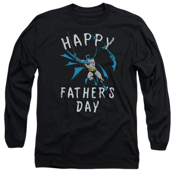 Black men's long sleeve t-shirt with Batman Fathers Day graphic