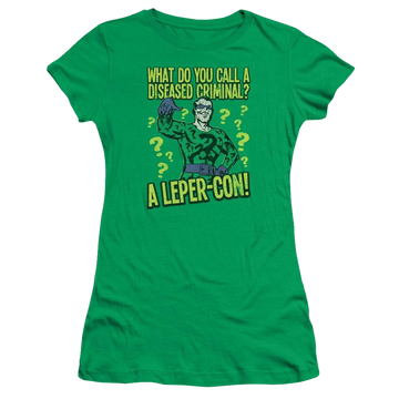 Kelly green juniors t-shirt with DC Comics Batman Diseased Criminal graphic