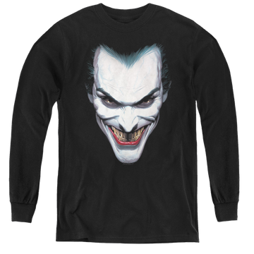 Black youth long sleeve t-shirt with Joker Portrait graphic