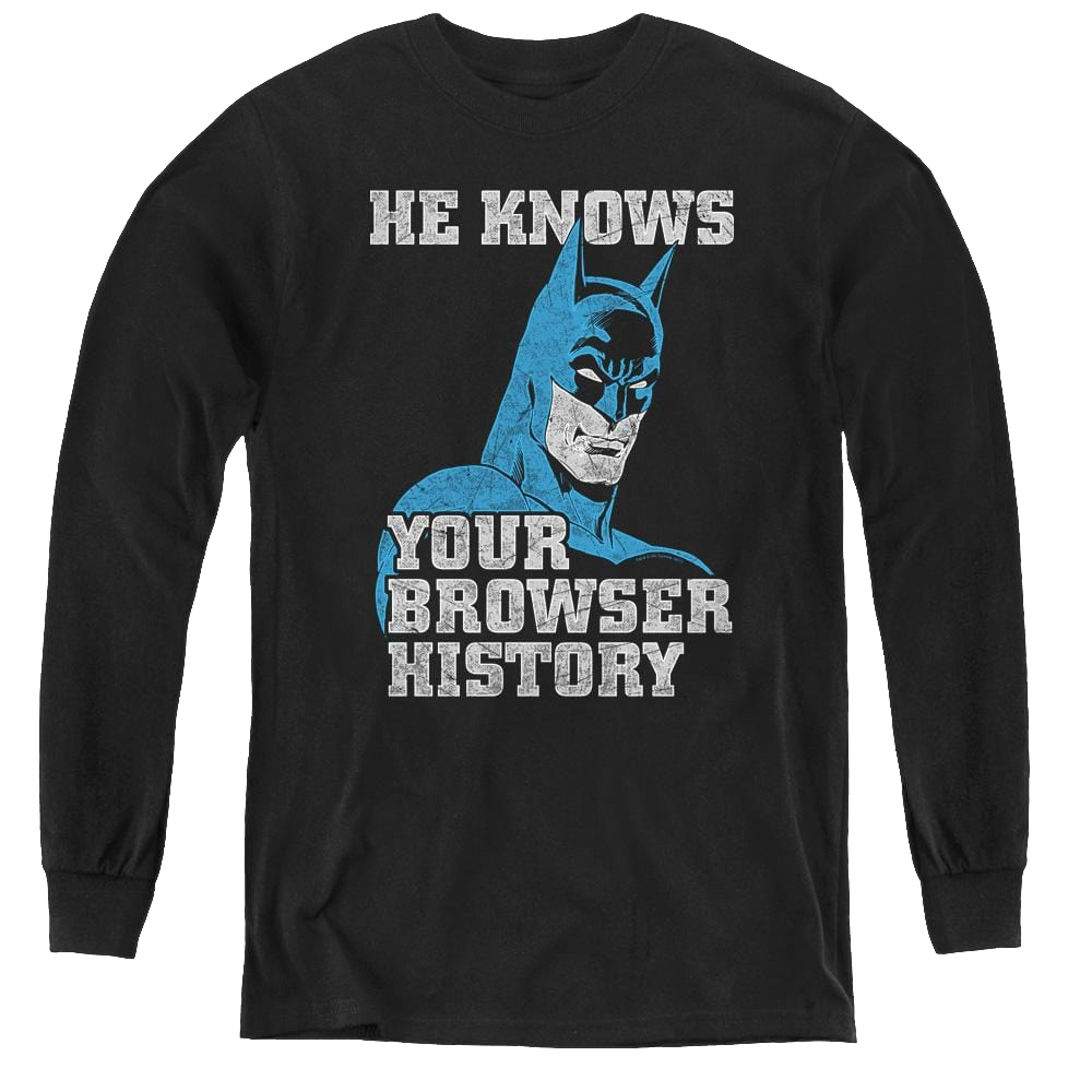 Dc Batman Batman Knows - Youth Long Sleeve T-Shirt Youth Long Sleeve T-Shirt Batman   