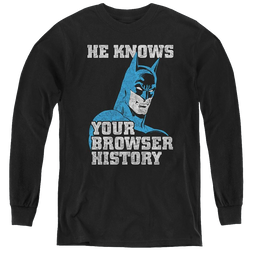 Dc Batman Batman Knows - Youth Long Sleeve T-Shirt Youth Long Sleeve T-Shirt Batman   
