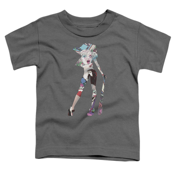 Charcoal toddler t-shirt with Harley Quinn Scene Inside graphic