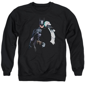 Black men's crewneck sweatshirt with Batman Joker Choke graphic