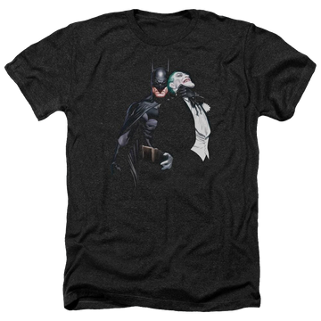 Charcoal men's heather t-shirt with Batman Joker Choke graphic
