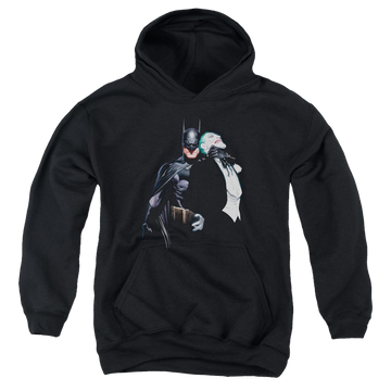 Black youth hoodie for ages 8 to 12 with Joker Choke graphic