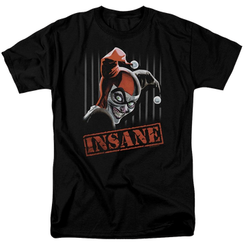 Black men's regular fit t-shirt with Harley Quinn Batman Insane graphic