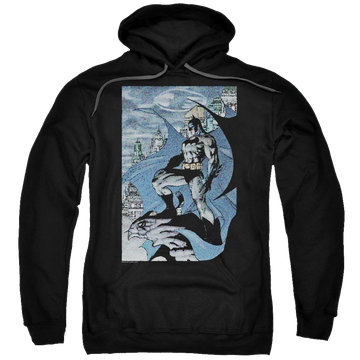 Black pullover hoodie with Batman Seurbat graphic