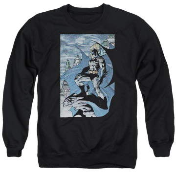Black men's crewneck sweatshirt with Batman Seurbat graphic