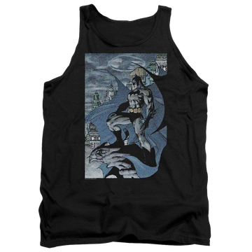 Black men's tank with Batman Seurbat graphic
