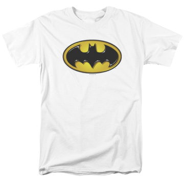White men's regular fit t-shirt with Batman Airbrush Bat Symbol graphic